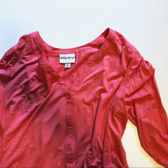 Ava & Viv Tops - Salmon Popover Top